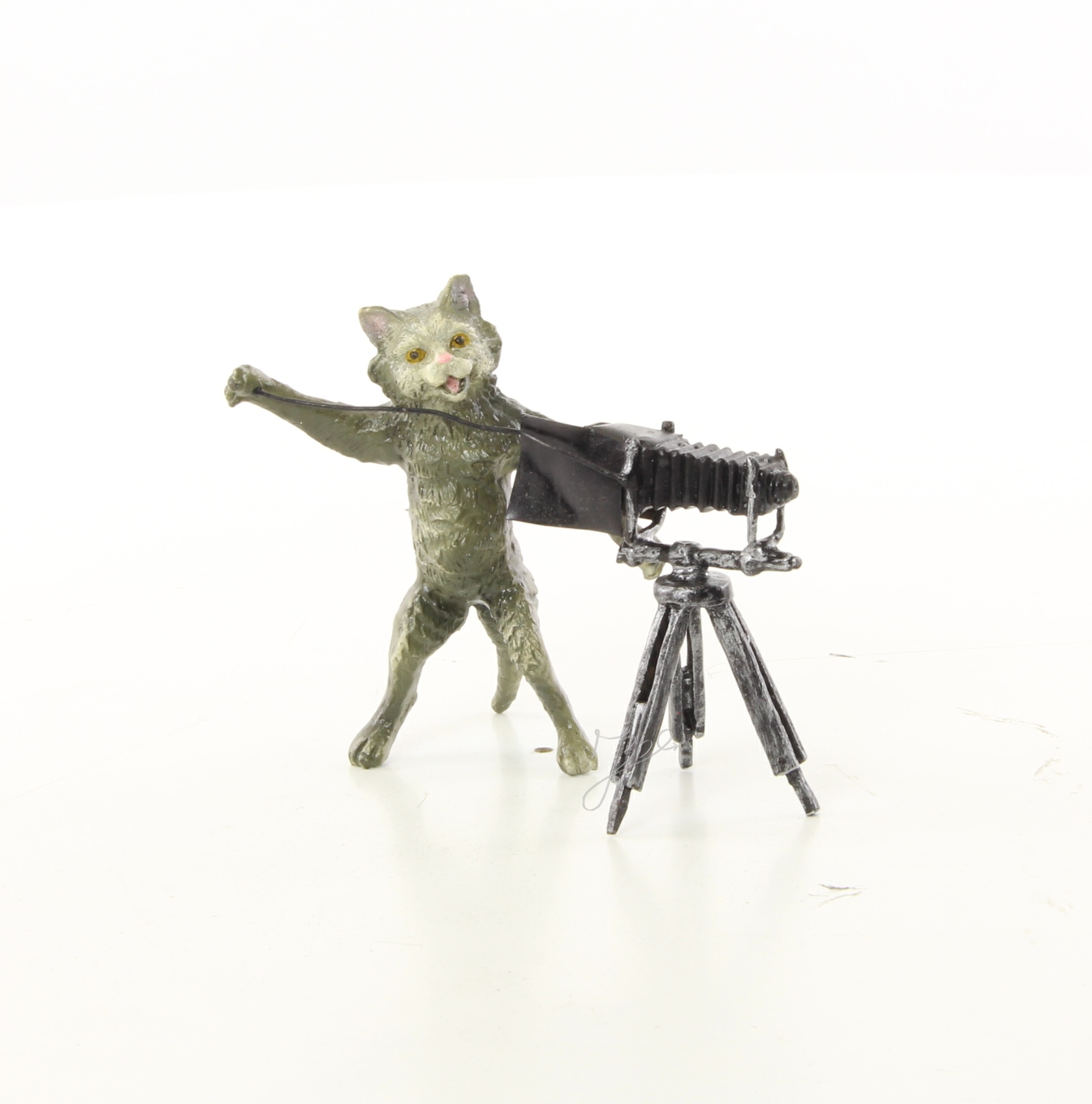 Kreative Bronze Katzenfotograf Skulptur mit Kamera Einzigartig Dekorativ 4