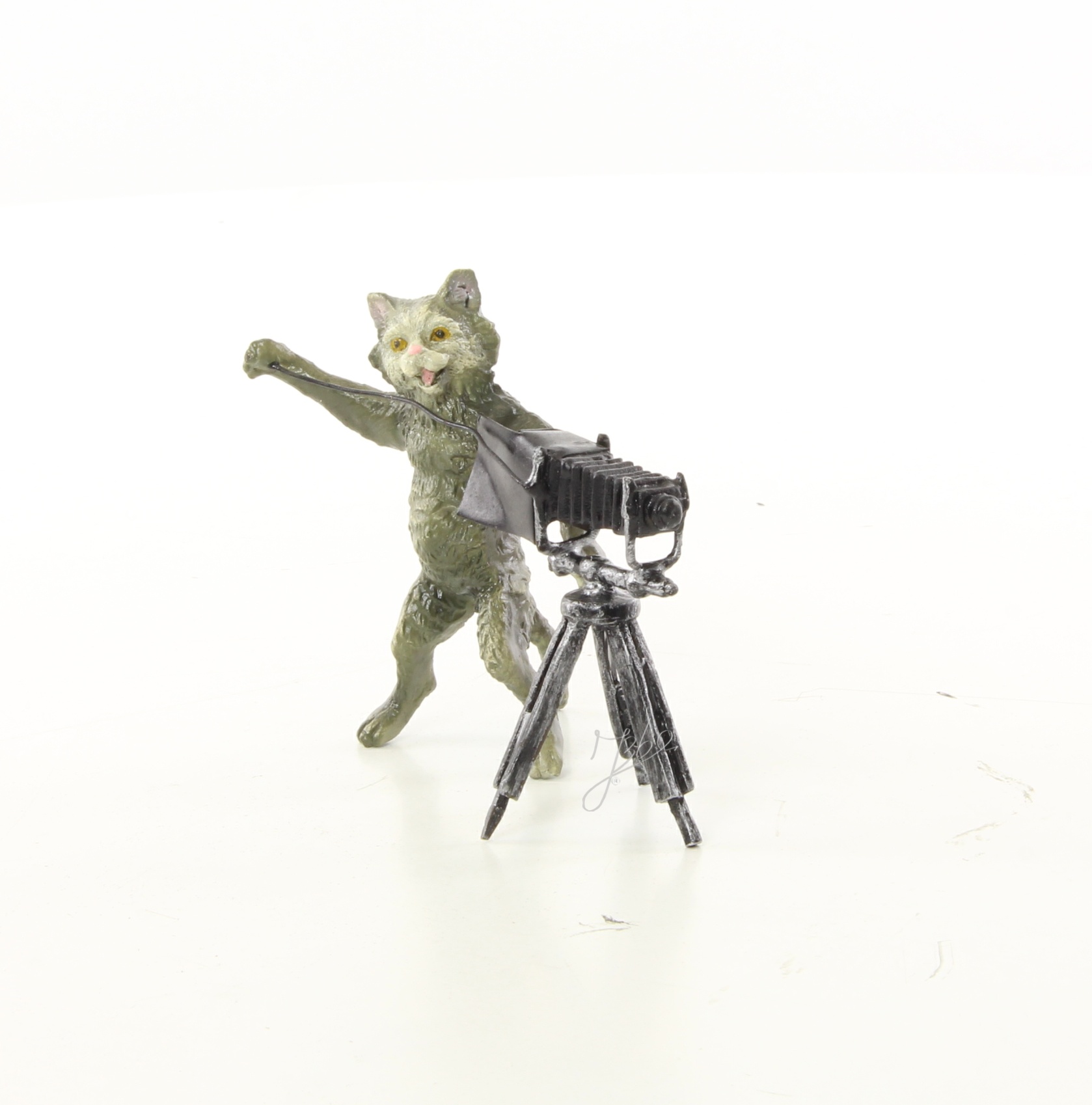 Kreative Bronze Katzenfotograf Skulptur mit Kamera Einzigartig Dekorativ 7