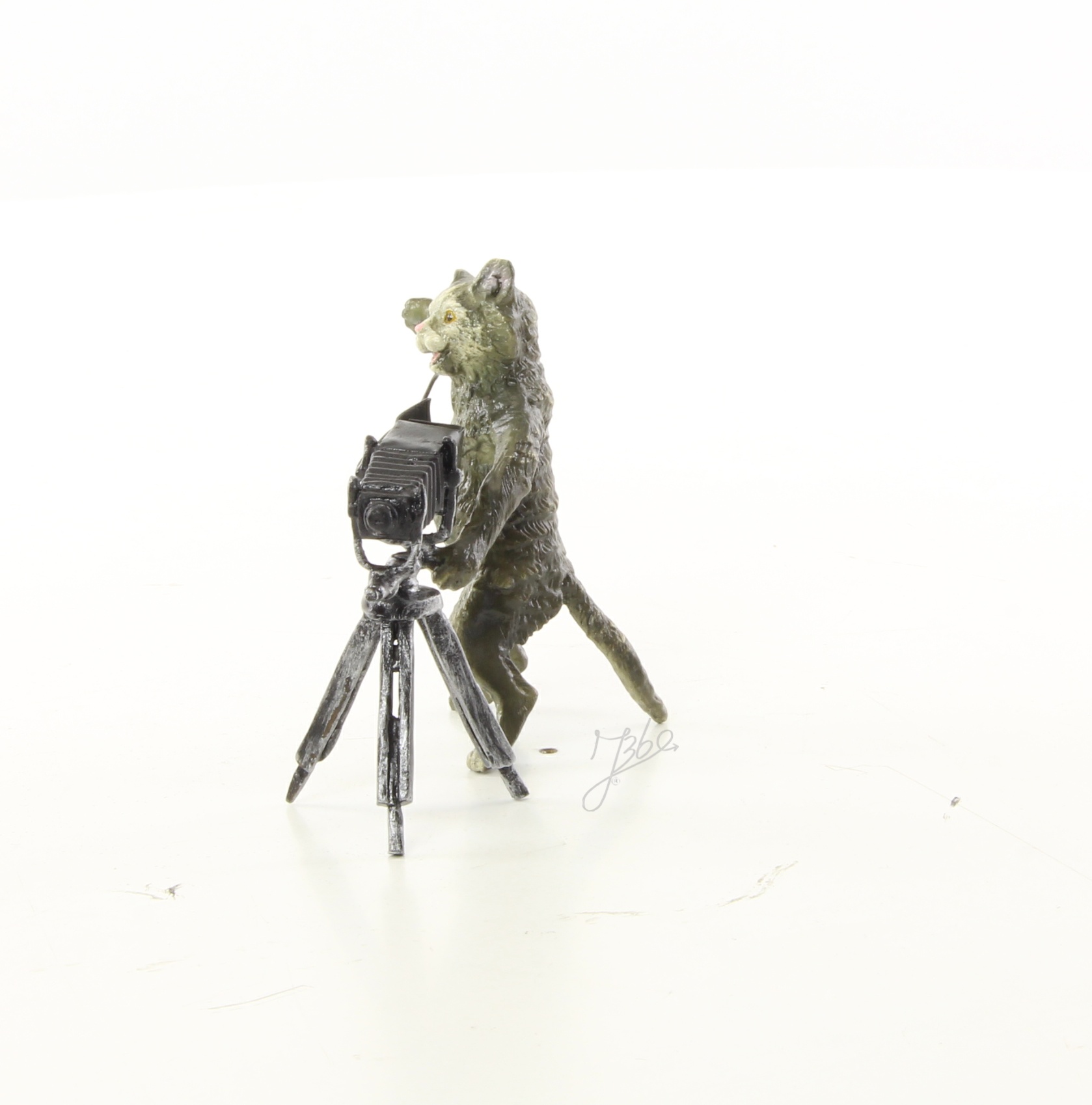Kreative Bronze Katzenfotograf Skulptur mit Kamera Einzigartig Dekorativ 8