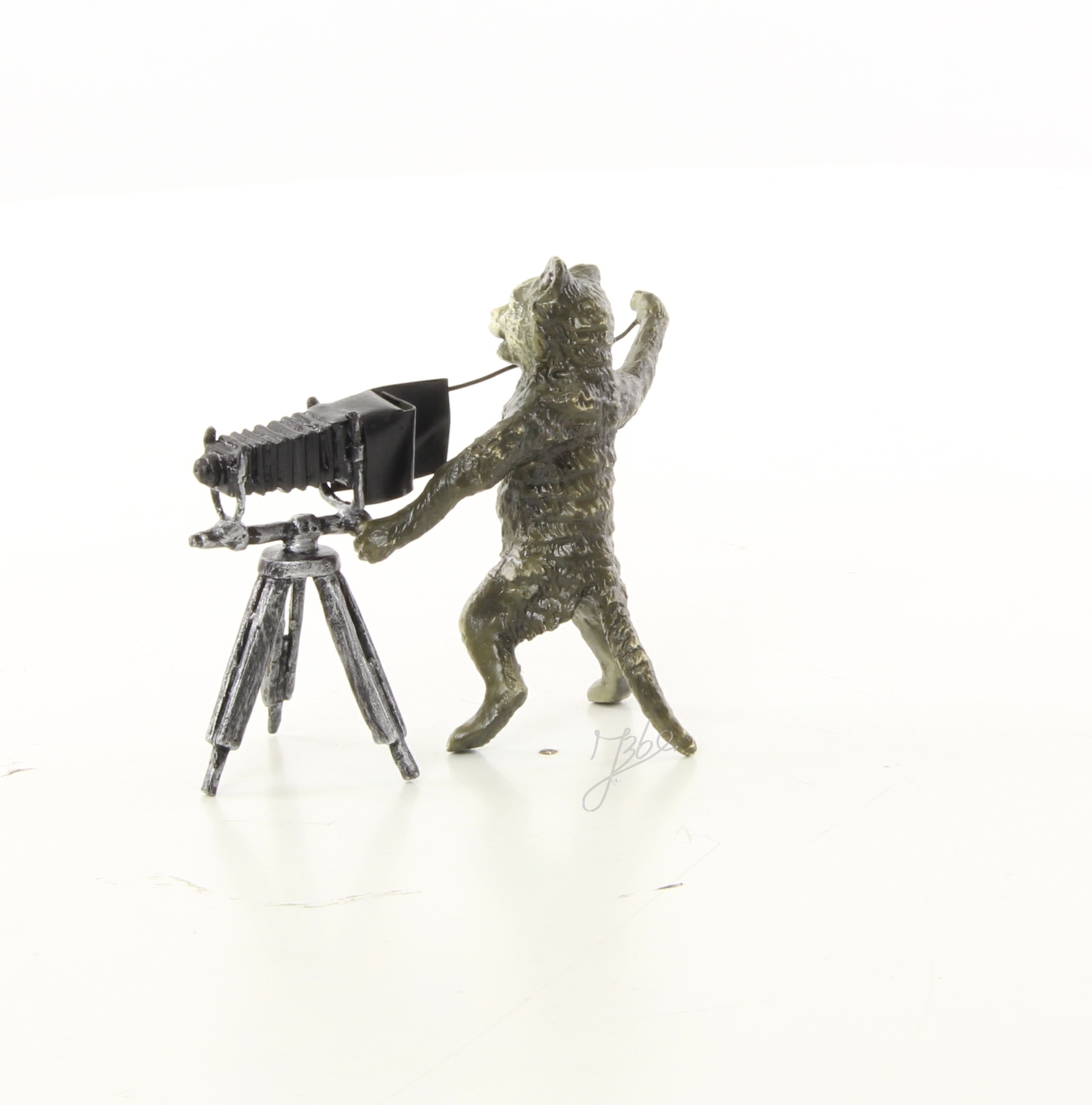 Kreative Bronze Katzenfotograf Skulptur mit Kamera Einzigartig Dekorativ 5