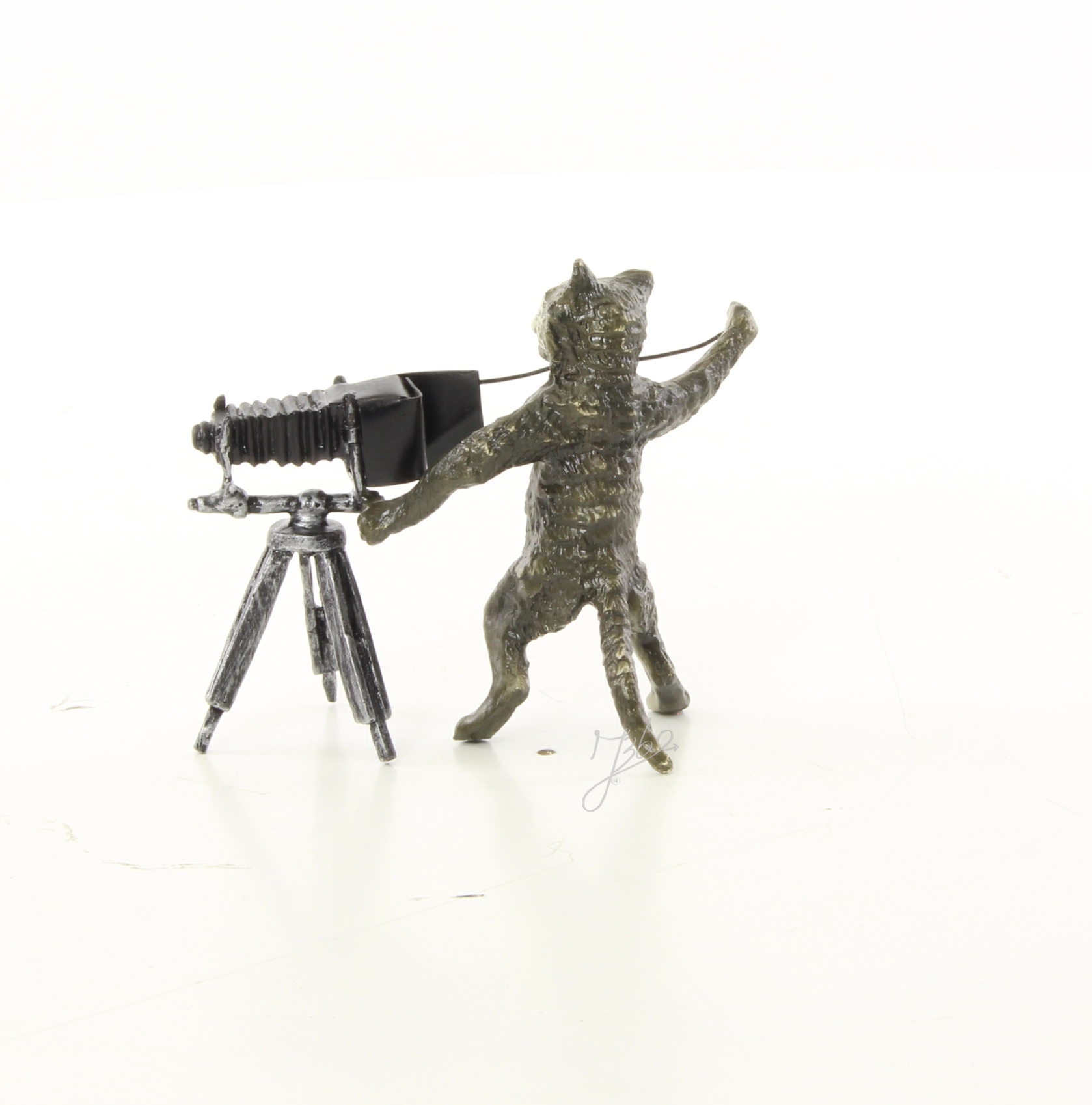 Kreative Bronze Katzenfotograf Skulptur mit Kamera Einzigartig Dekorativ 12