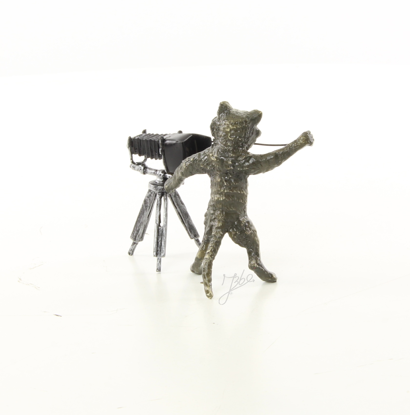 Kreative Bronze Katzenfotograf Skulptur mit Kamera Einzigartig Dekorativ 10