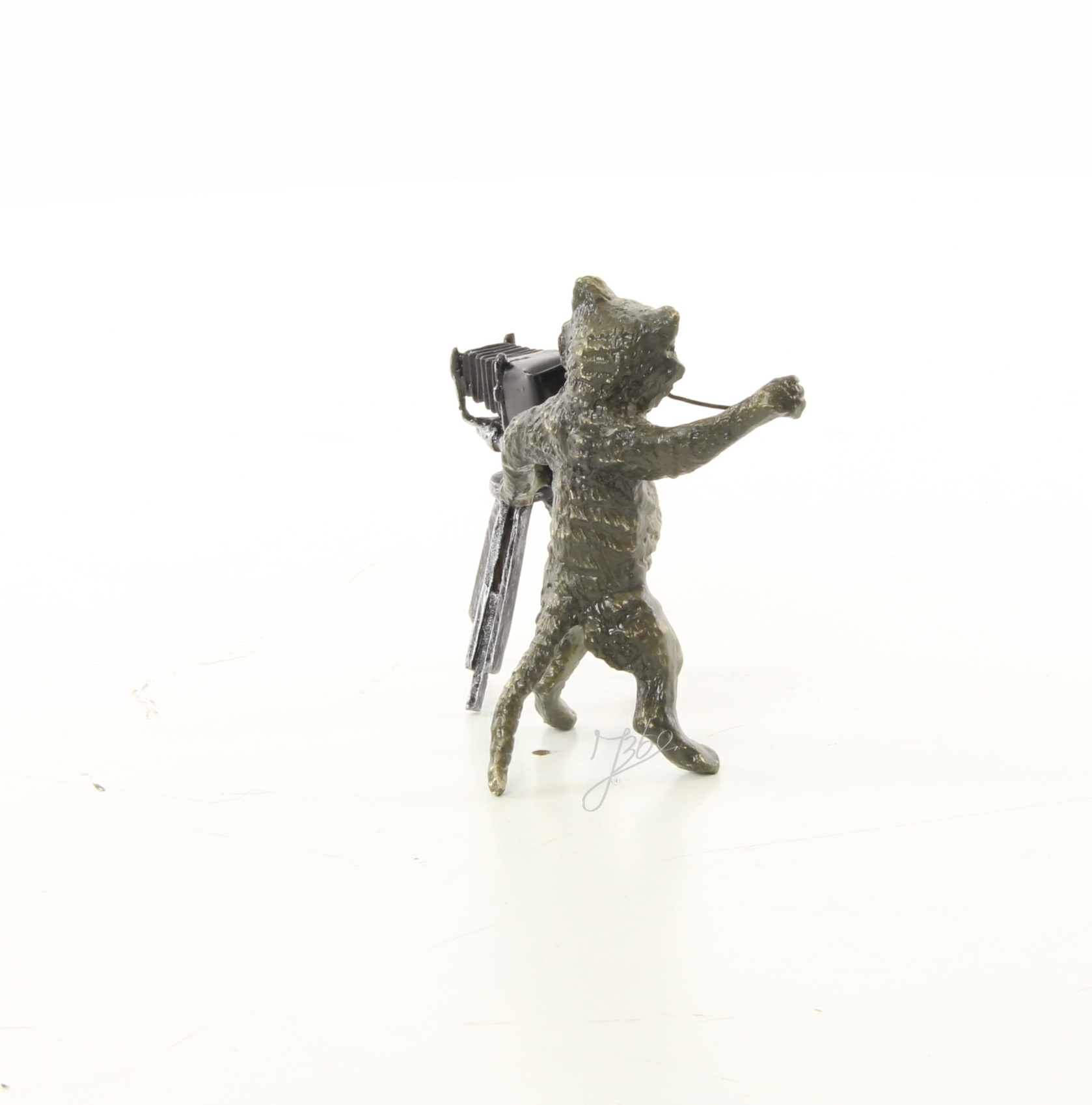 Kreative Bronze Katzenfotograf Skulptur mit Kamera Einzigartig Dekorativ 15