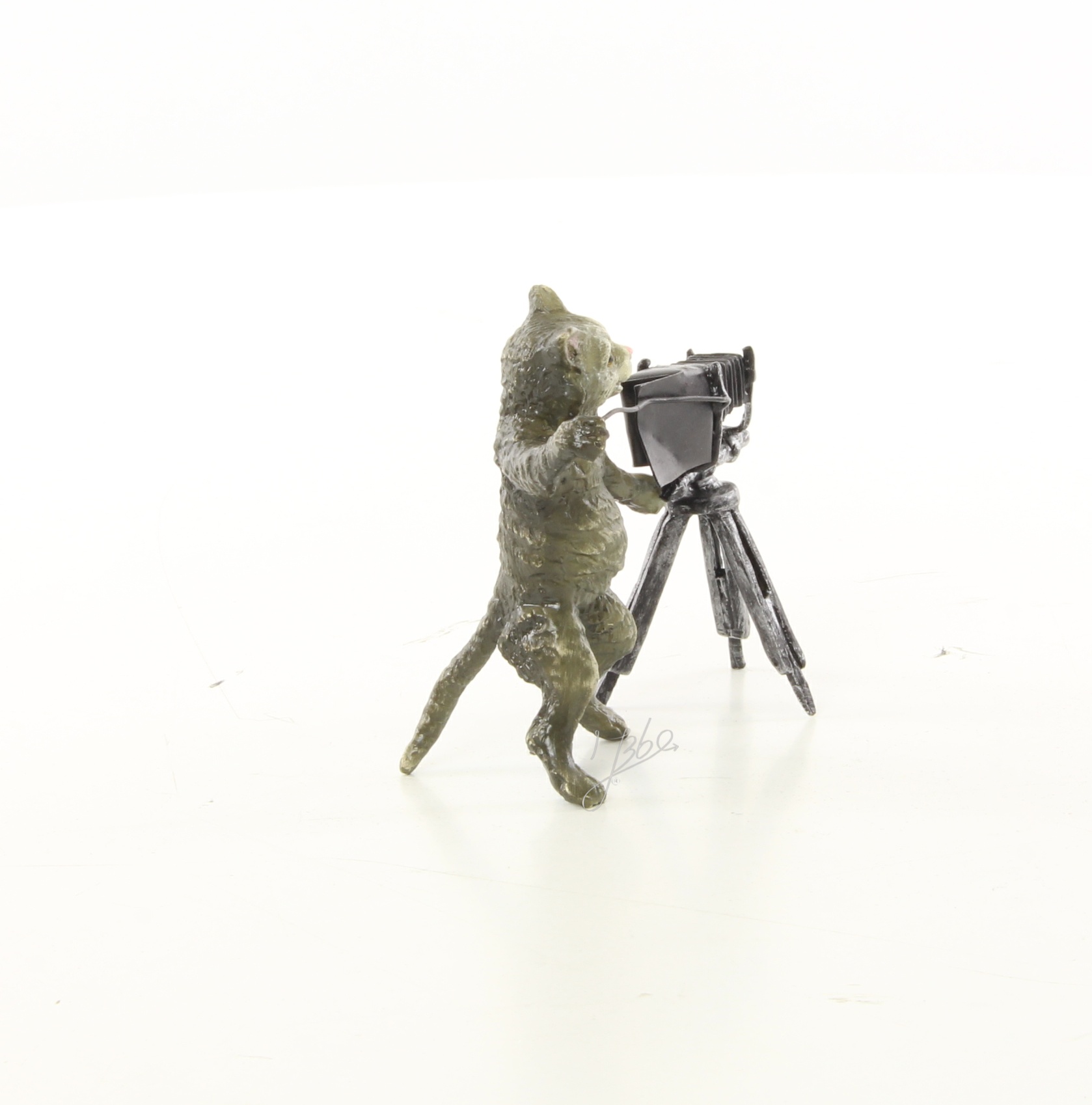 Kreative Bronze Katzenfotograf Skulptur mit Kamera Einzigartig Dekorativ 13