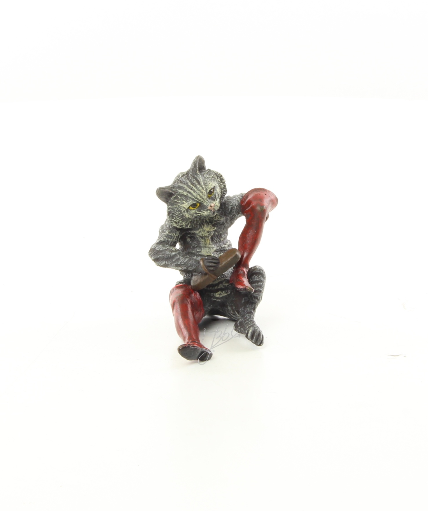 Einzigartige Bronze Katzenfigur Skulptur einer Katze mit Geige 3