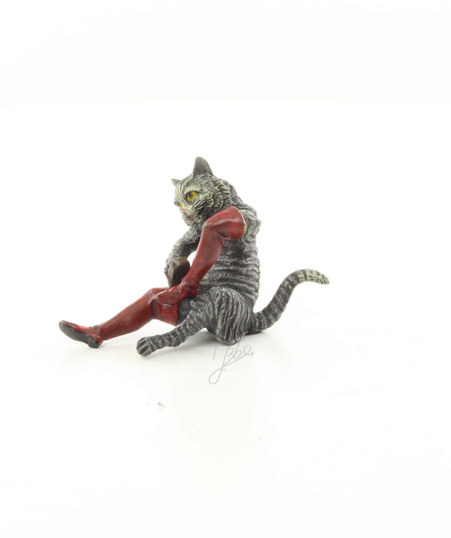 Einzigartige Bronze Katzenfigur Skulptur einer Katze mit Geige 11