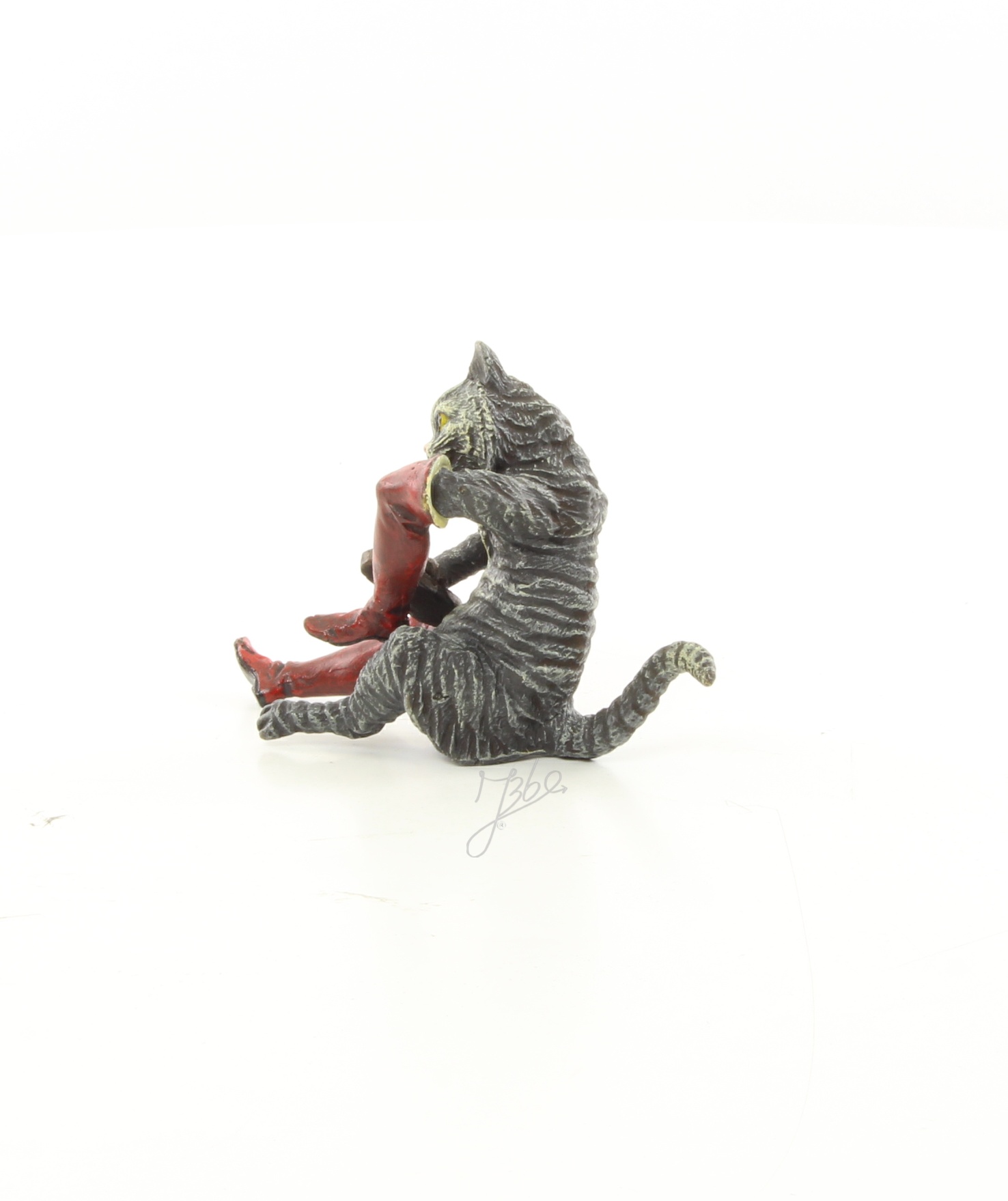 Einzigartige Bronze Katzenfigur Skulptur einer Katze mit Geige 5
