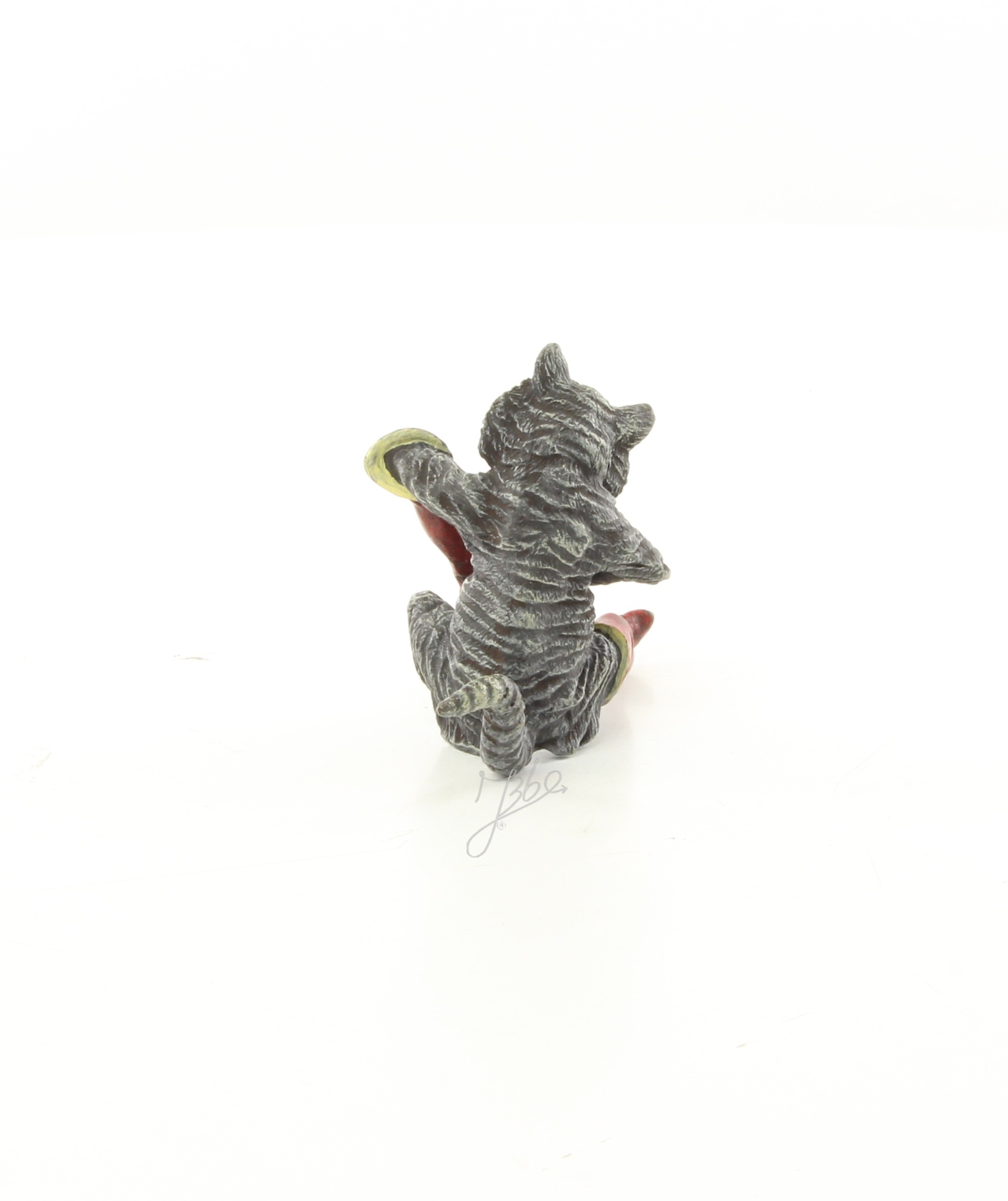 Einzigartige Bronze Katzenfigur Skulptur einer Katze mit Geige 8