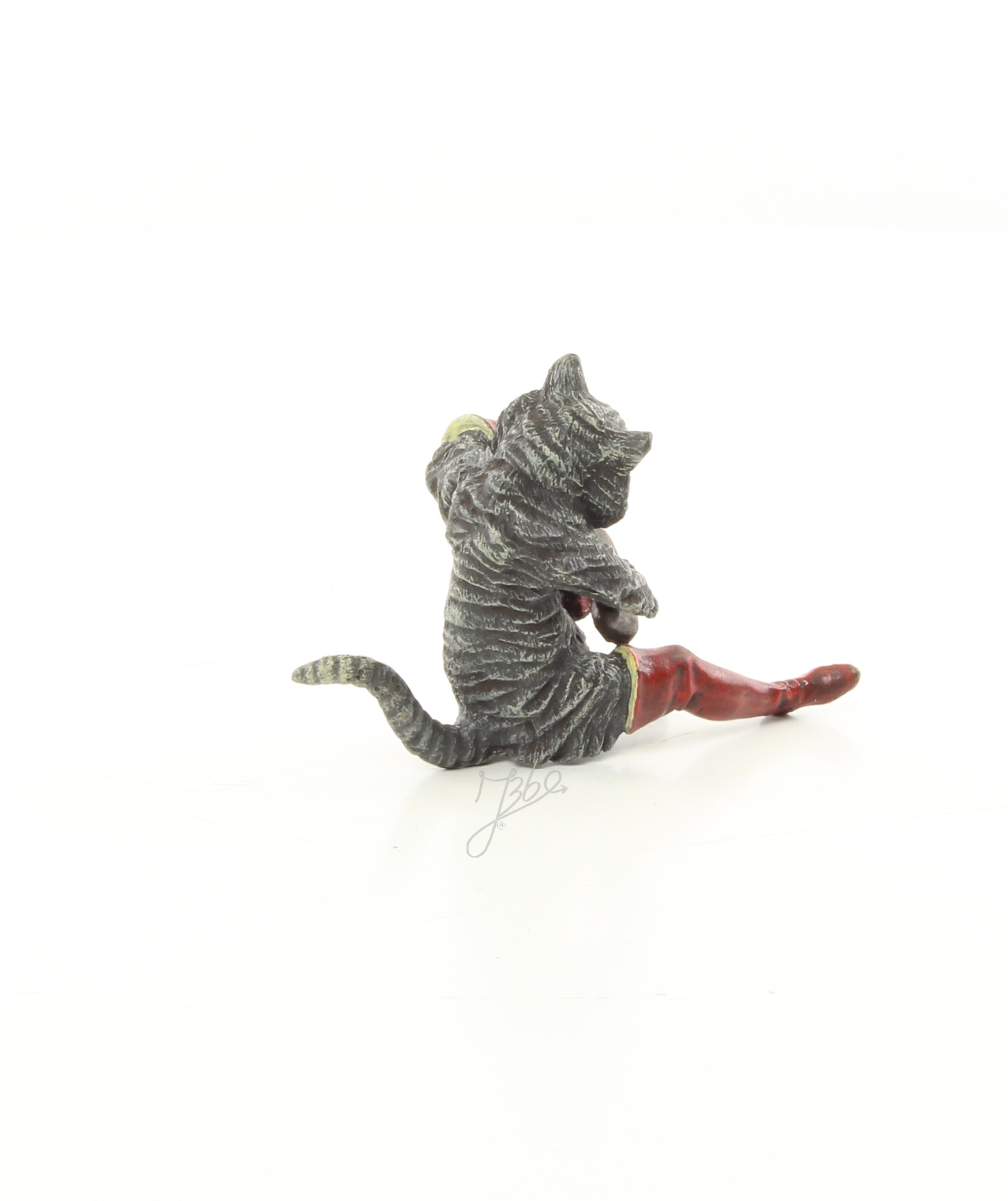 Einzigartige Bronze Katzenfigur Skulptur einer Katze mit Geige 13