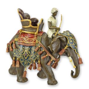 Dekorative Bronze Elefantenskulptur mit Reiter exquisite Kunst für Ihr Zuhause