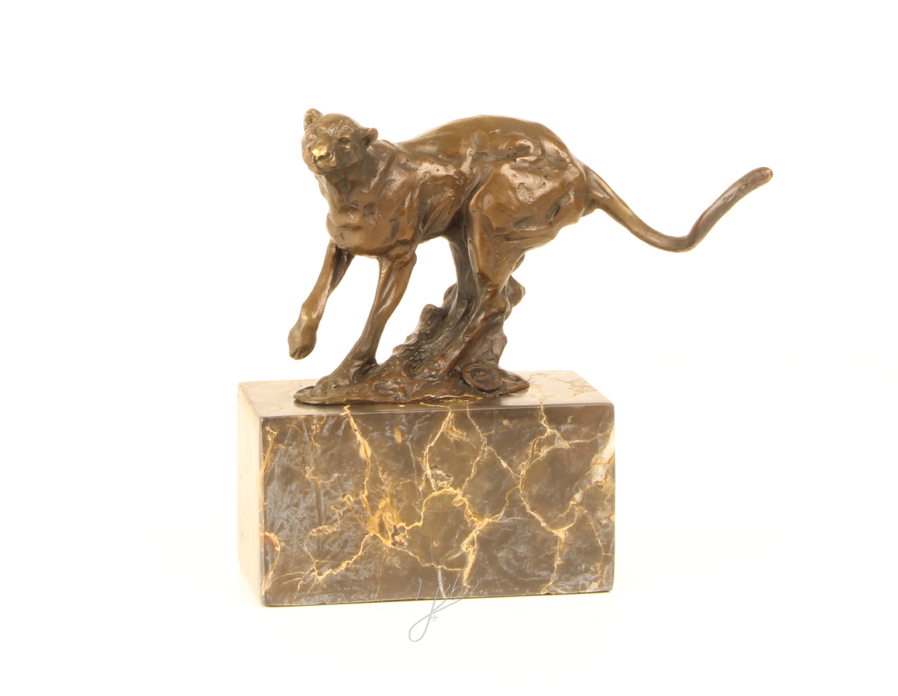 Elegante Bronzeskulptur eines laufenden Gepards Exquisite Kunst 17