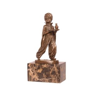 Einzigartige Bronze Kellner Skulptur Orientalische Bronzestatue mit Tablett