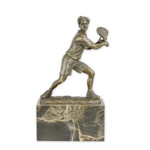 Exquisite Bronze Tennisspieler Skulptur auf Marmorsockel für Sammler