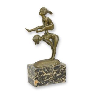 Einzigartige Bronze Kinder Skulptur auf Marmorsockel  Kunstwerk