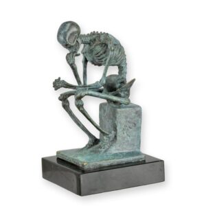Einzigartige Bronzeskulptur Der nachdenkliche Skelett Denker