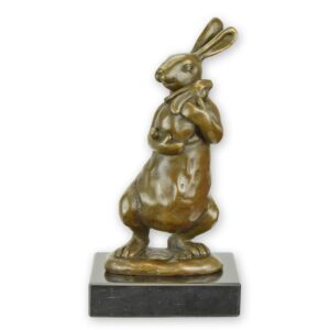 Elegante Bronze Kaninchen Skulptur Stehendes Kaninchen mit Jungen