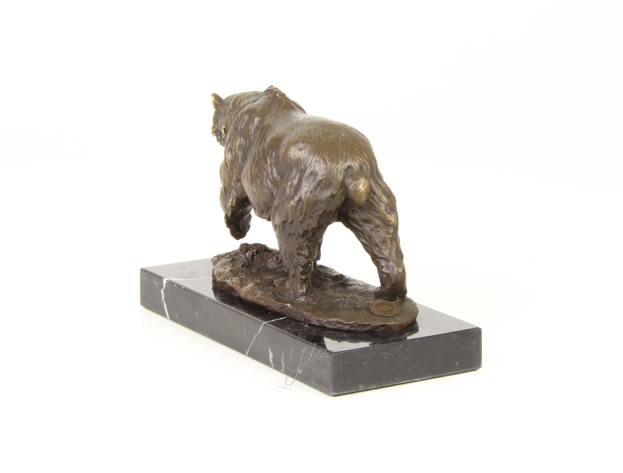 Handgefertigte Bronze Bärenskulptur Grizzlybär mit Fisch Statue 7
