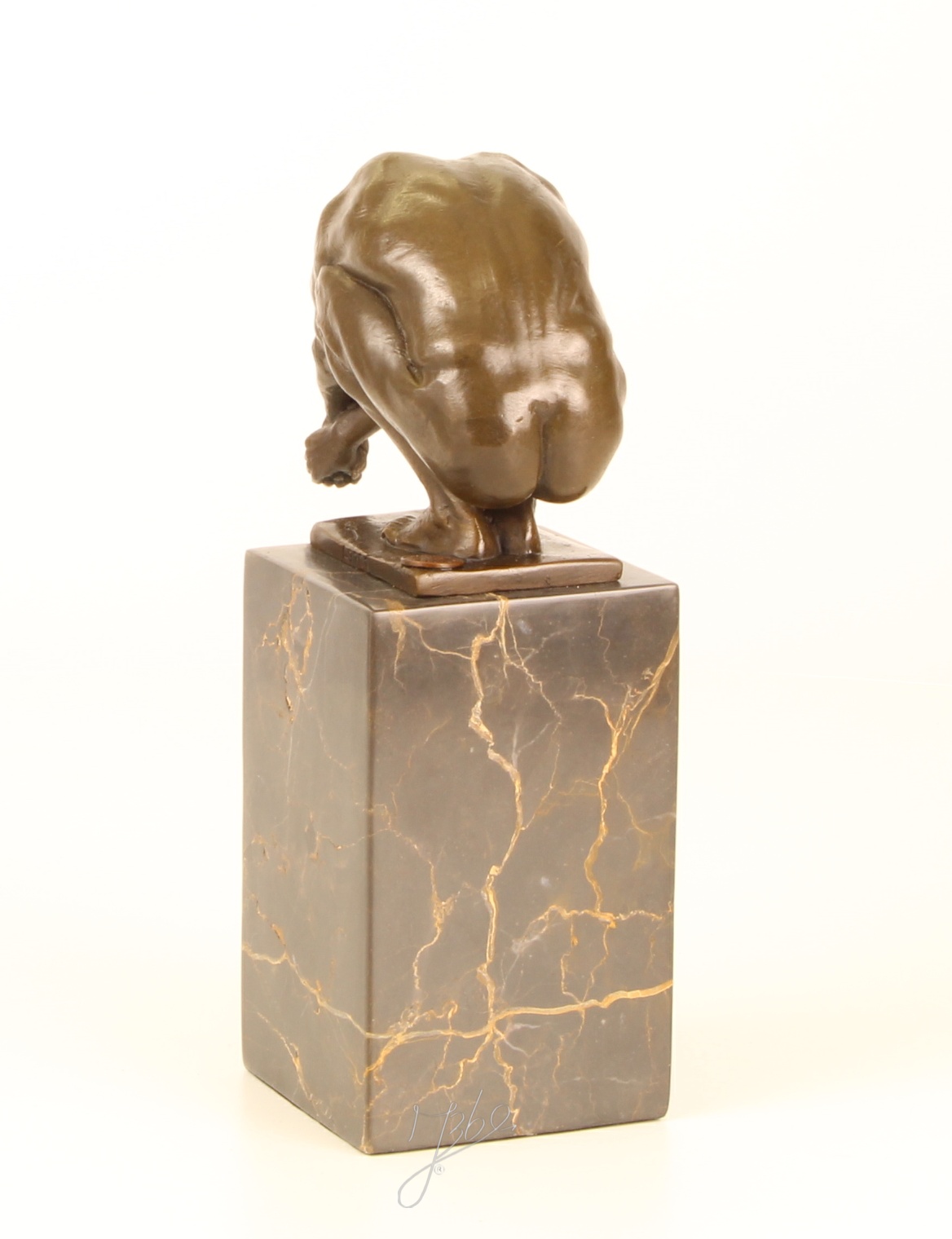 Exquisite Bronzeskulptur Menschlicher Körper in kauernder Haltung auf Marmorsockel 7