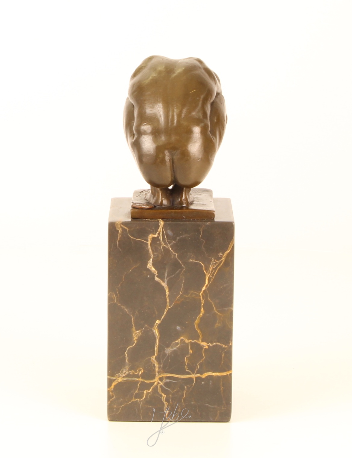 Exquisite Bronzeskulptur Menschlicher Körper in kauernder Haltung auf Marmorsockel 9