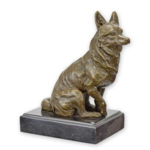 Realistische Bronze Tierfigur Sitzender Hund Skulptur für Ihr Zuhause