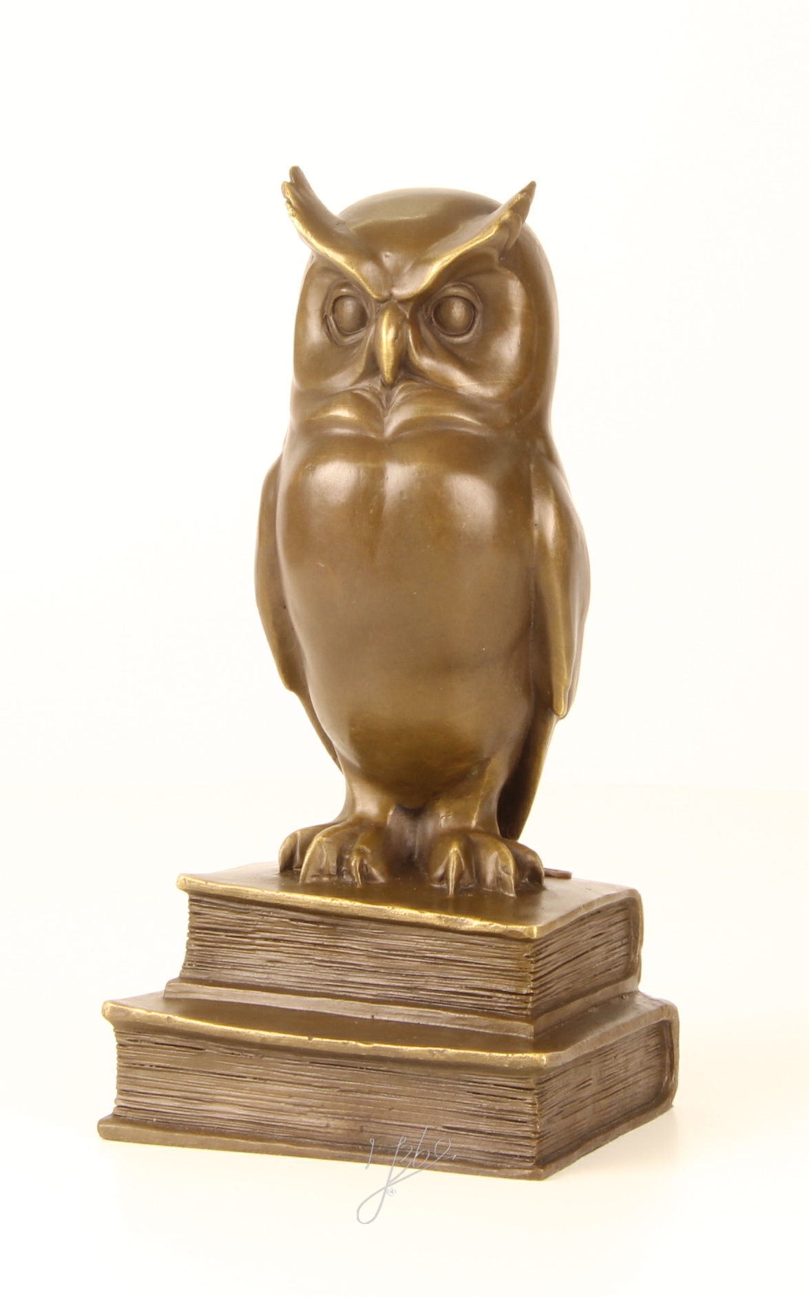 Edle Bronze Eulenskulptur Weise Eule auf Büchern entdecken 4