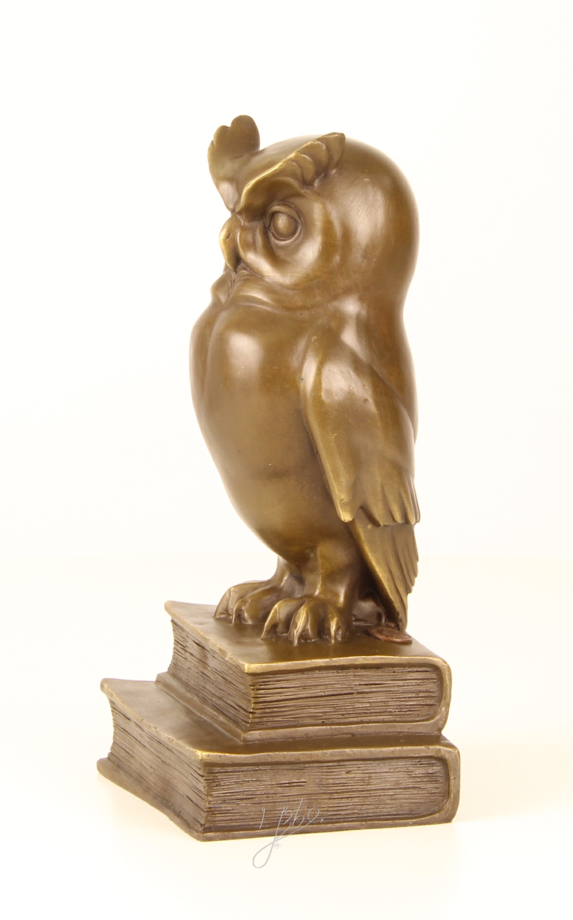 Edle Bronze Eulenskulptur Weise Eule auf Büchern entdecken 10