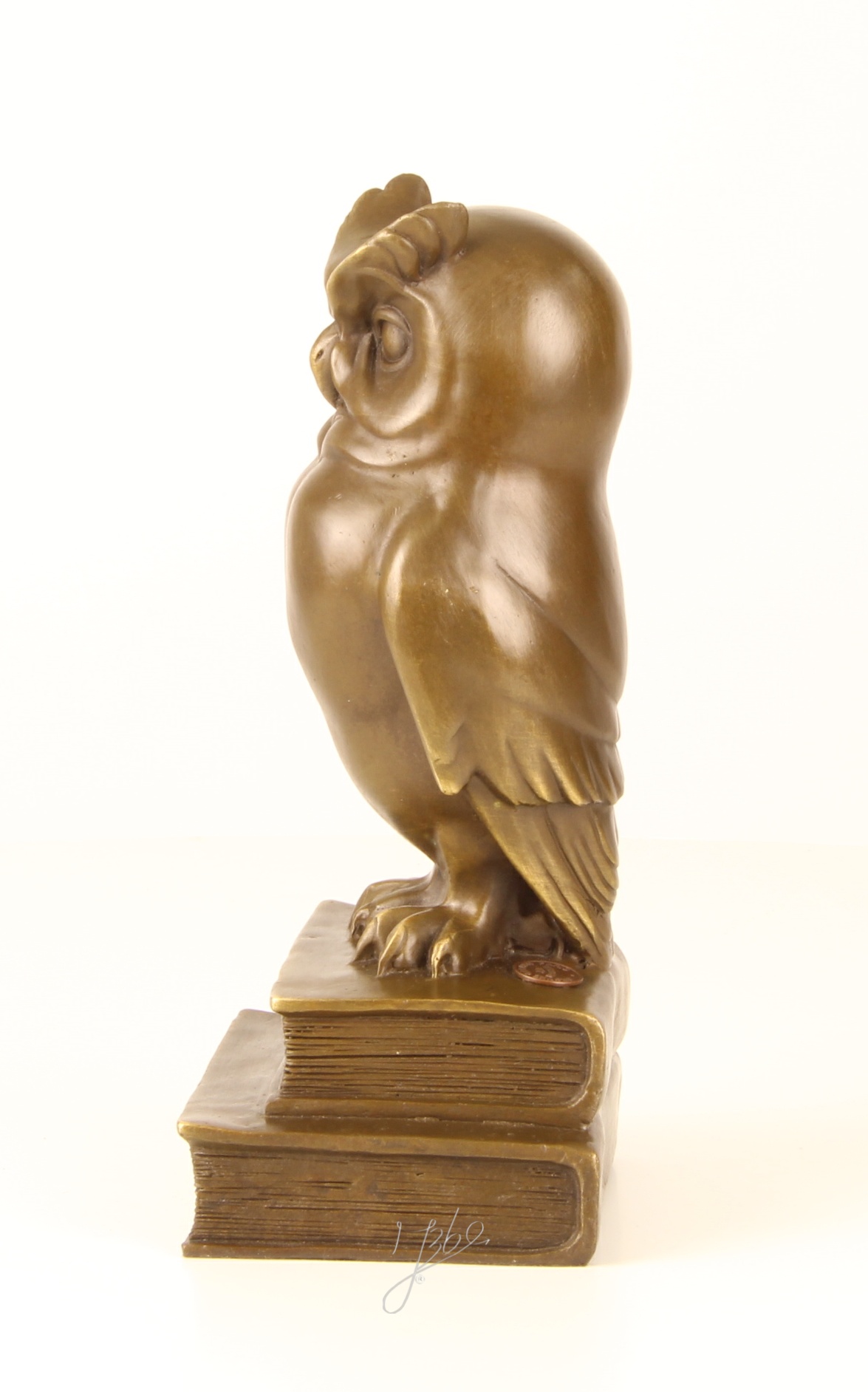 Edle Bronze Eulenskulptur Weise Eule auf Büchern entdecken 6