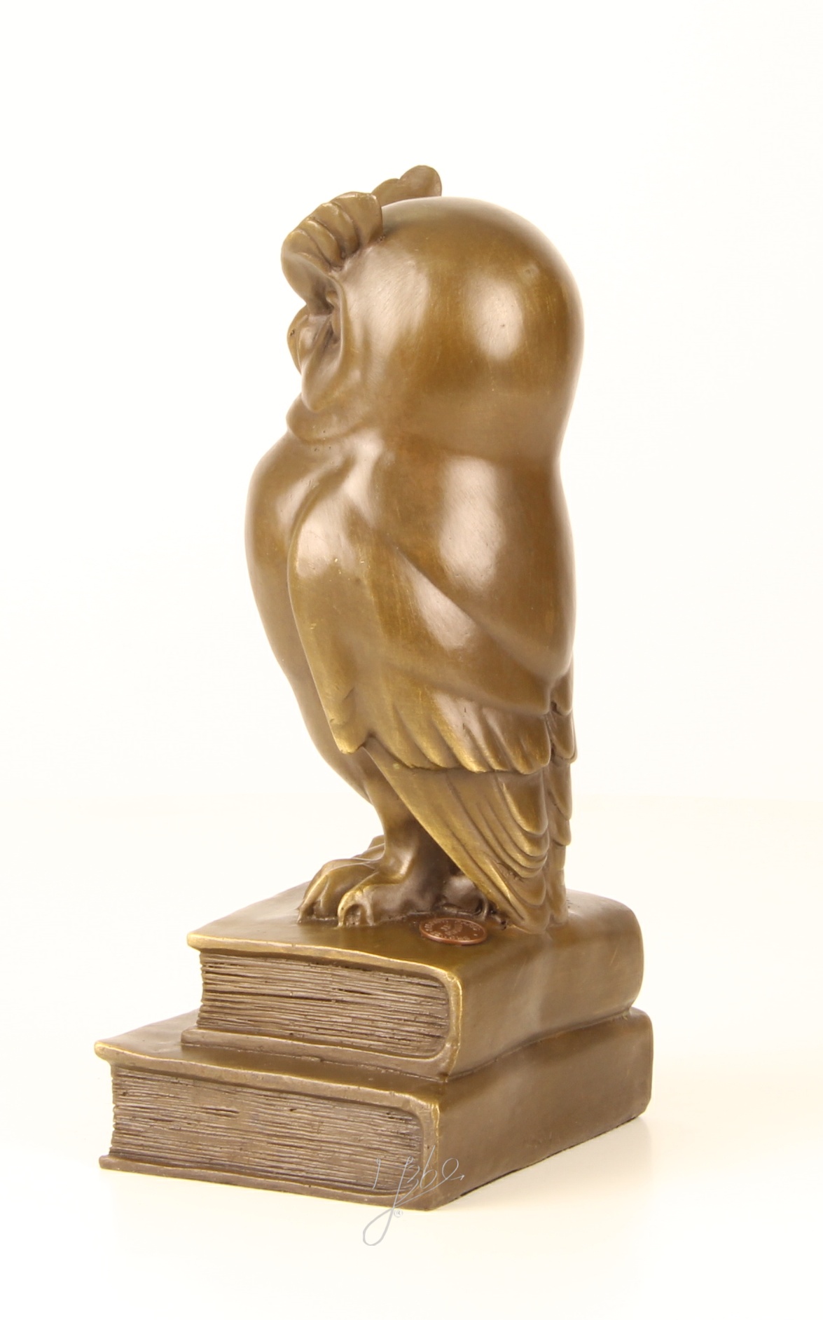 Edle Bronze Eulenskulptur Weise Eule auf Büchern entdecken 8