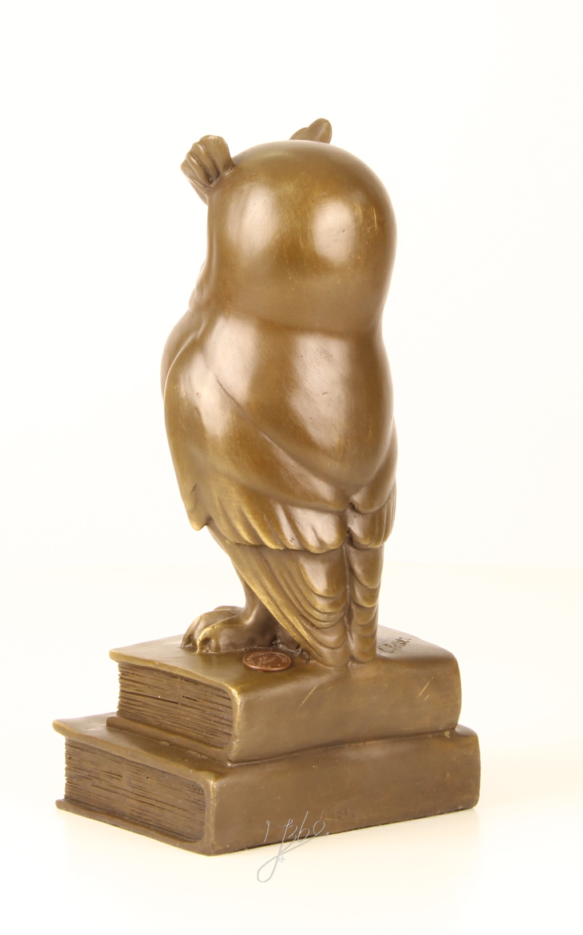 Edle Bronze Eulenskulptur Weise Eule auf Büchern entdecken 9