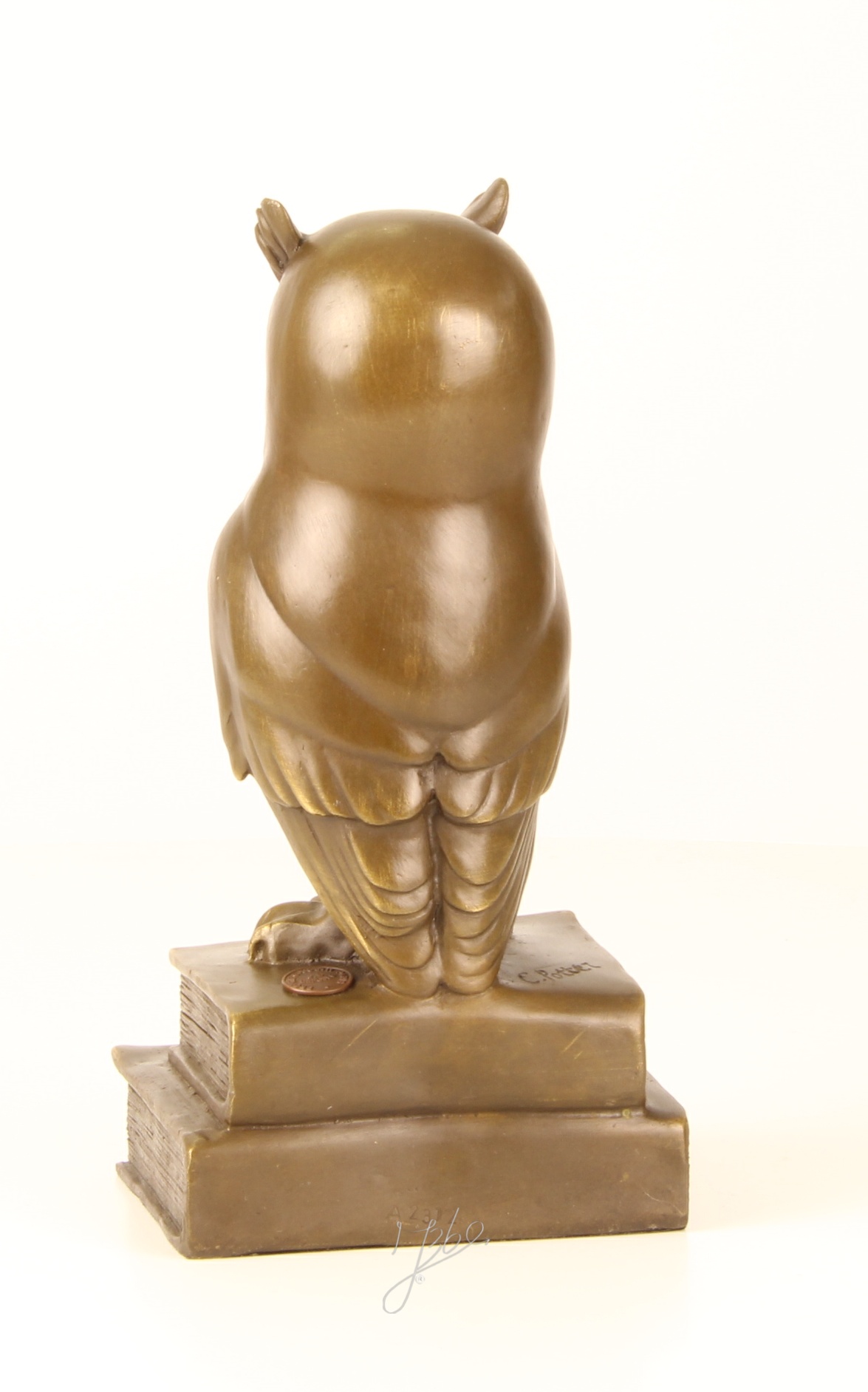Edle Bronze Eulenskulptur Weise Eule auf Büchern entdecken 7