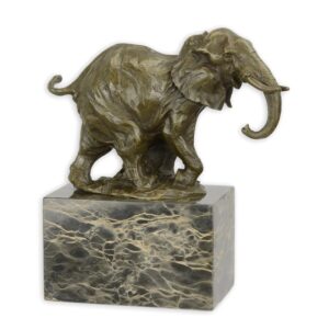 Detaillierte Bronze Elefantenskulptur auf Marmorsockel Eleganz für Ihr Zuhause