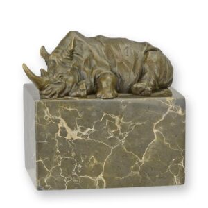 Einzigartige Bronze Nashorn Skulptur  Liegendes Kunstwerk entdecken