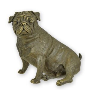 Detaillierte Bronze Mops Skulptur Elegante Kunst des sitzenden Mopses