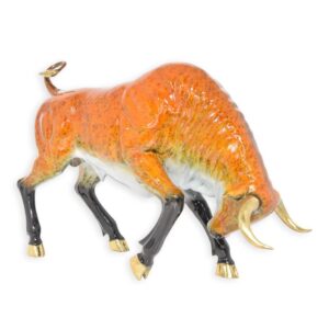 Dynamische Bronze Stier Skulptur Kraftvolle Statuette eines jungen Bullen