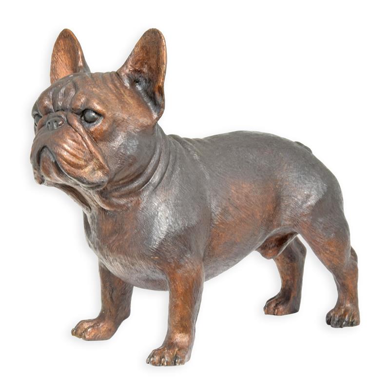 Detailreiche Bronze Bulldogge Skulptur Französische Bulldogge Statue 2