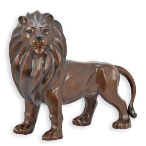 Zeitgenössische modernistische Löwen Bronzeskulptur mit detaillierter Mähne