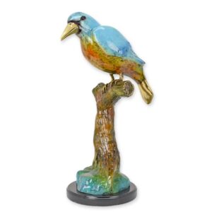 Handgefertigte Bronze Vogelstatue Detaillierte Eisvogel Skulptur für Garten und Zuhause