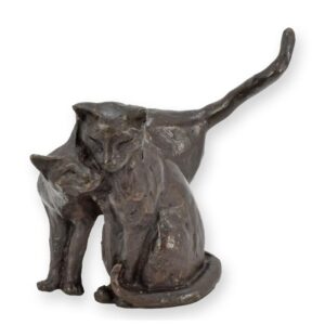Elegante Bronze Katzen Skulptur Kuschelnde Katzen in Bronzeskulptur