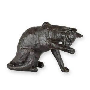 Exquisite Bronze Katzenfigur Detaillierte Skulptur einer putzenden Katze