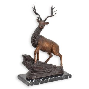 Elegante Bronze Hirschskulptur auf edlem Marmorsockel für Ihr Zuhause