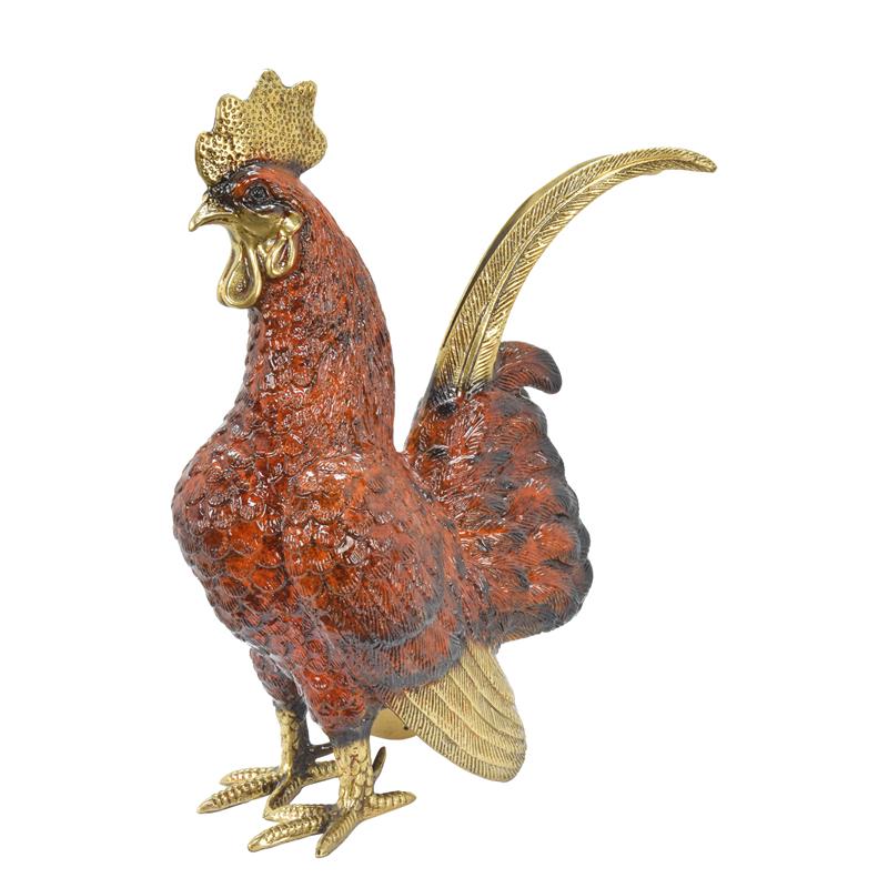 Exquisite Bronze Hahnskulptur mit Goldfarbenen Details Dekoratives Highlight 2