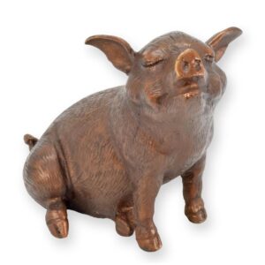 Elegante Bronze Schwein Skulptur Sitzendes Ferkel aus Bronze für Ihr Zuhause