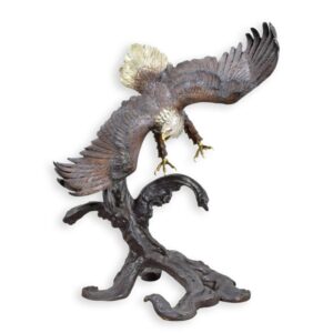 Majestätische Bronze Adler Skulptur Detailreiche Darstellung im Flug