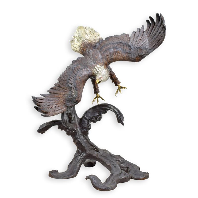 Majestätische Bronze Adler Skulptur Detailreiche Darstellung im Flug 2
