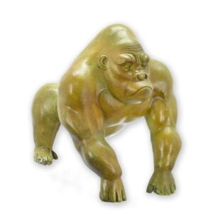 Glänzende Bronze Gorillaskulptur Einzigartige Kunst für Ihr Zuhause