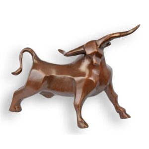 Atemberaubende Modernistische BronzeBullenskulptur mit Dynamischen Formen