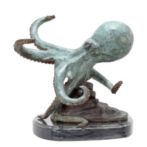 Exquisite Bronze Krakenskulptur auf edlem Marmorsockel entdecken