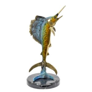 Handbemalte Bronze Segelfisch Skulptur  Eleganz für Ihr Zuhause