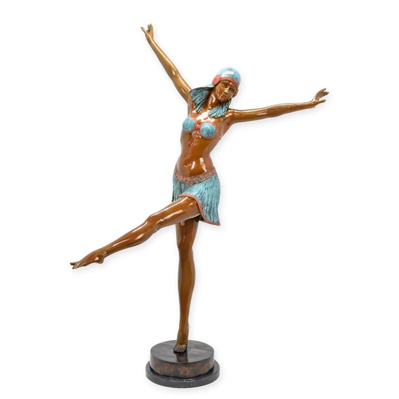 Farbenfrohe Bronze Tanzskulptur Elegante Tänzerin Palmyra entdecken 2
