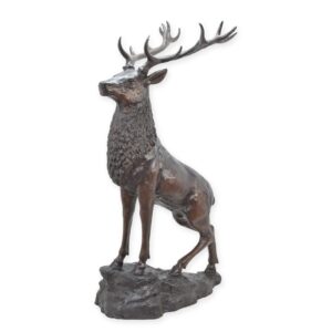 Handgefertigte Bronze Hirschskulptur mit detailliertem Geweih Design